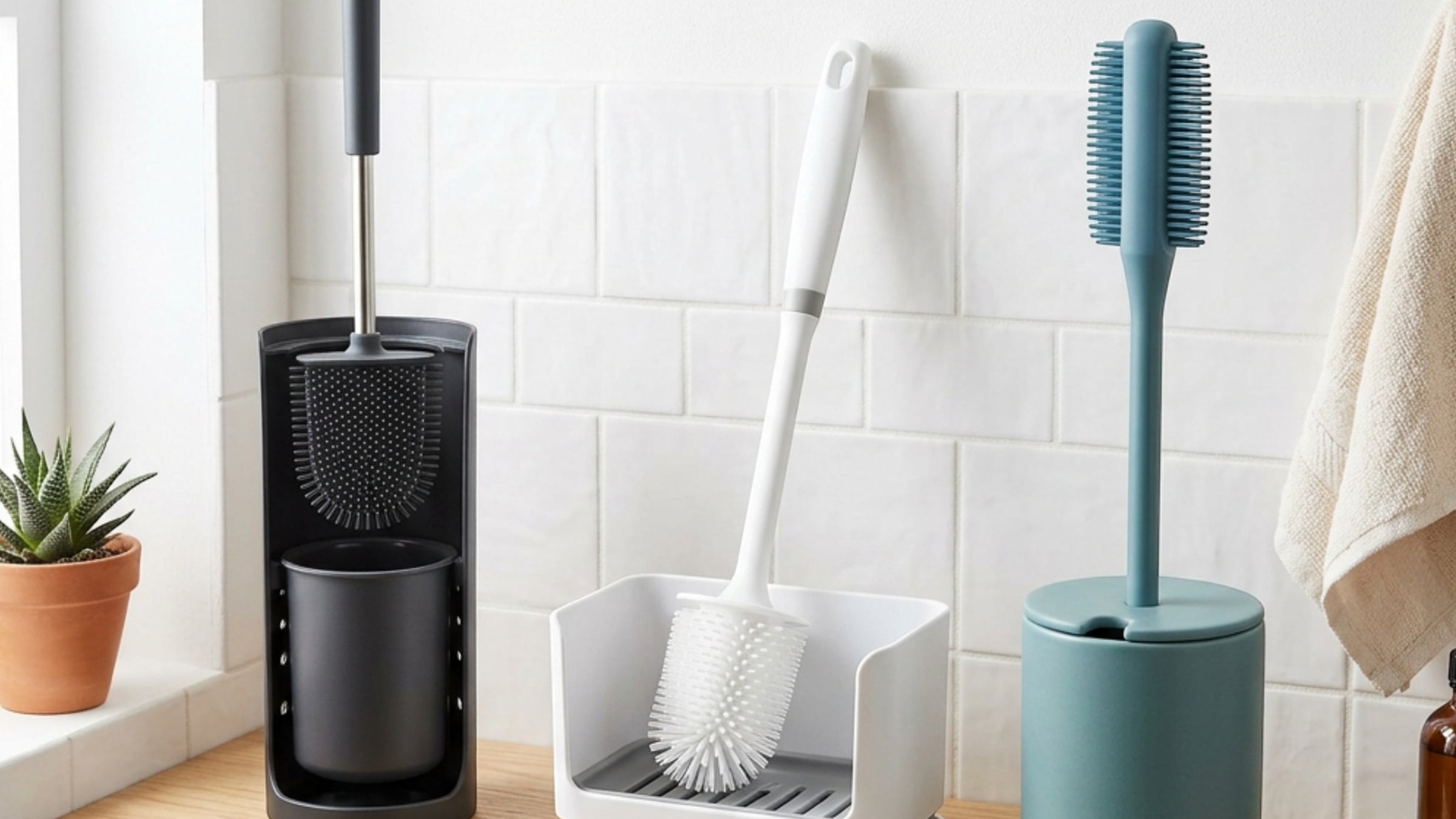 Zelfy Silicone Toilet Brushes with Holders